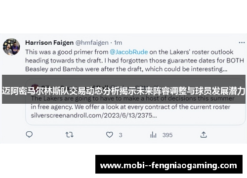 迈阿密马尔林斯队交易动态分析揭示未来阵容调整与球员发展潜力