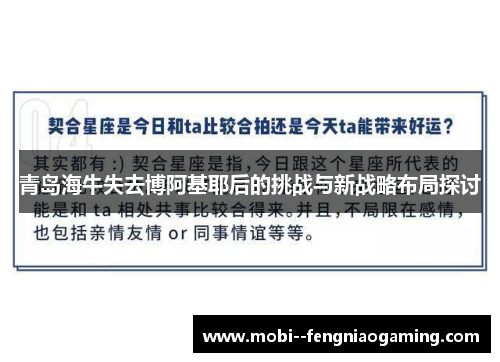 青岛海牛失去博阿基耶后的挑战与新战略布局探讨